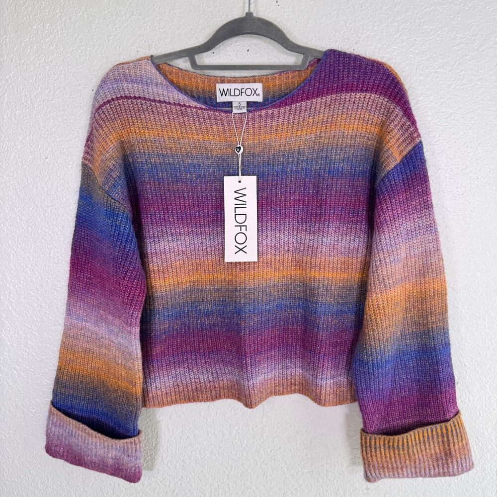 Wildfox Maverick Sweater Womens Small Ombre Stripe Flare Revolve Boho NEW S - Picture 1 of 10